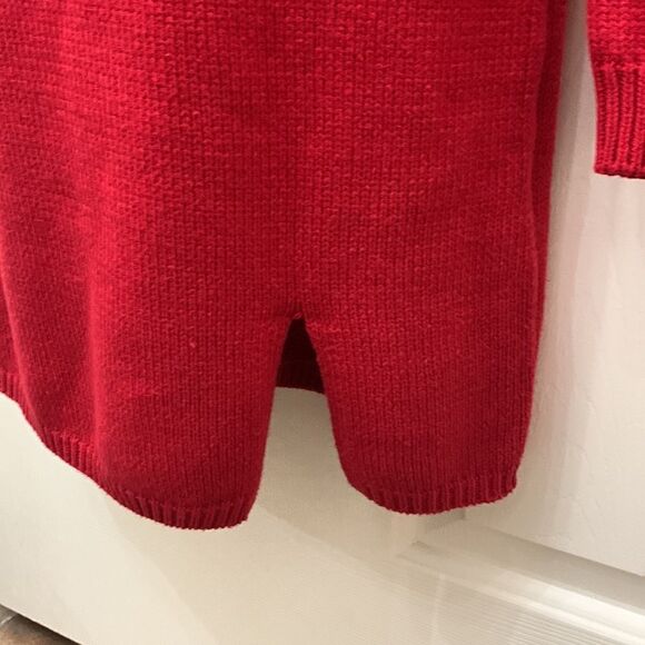 Forever 21 Red Mini Winter Holiday Sweater Long Sleeve Side Slit Dress New - Picture 3 of 6
